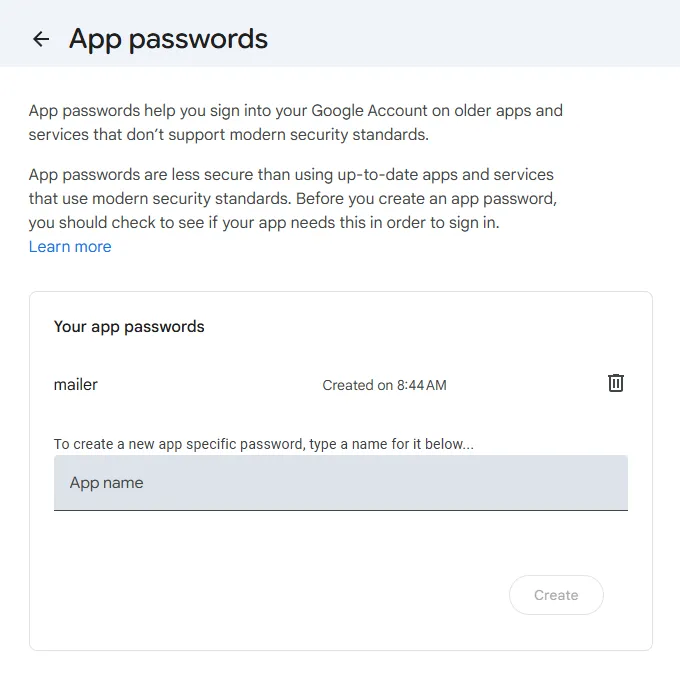 New App Password New App Password